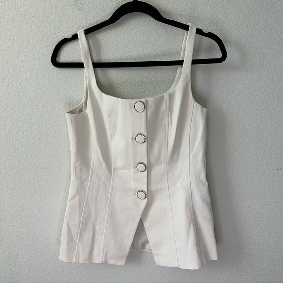 Veronica Beard Liana Button-Up Vest in Ecru SZ US 8 - Picture 3 of 7